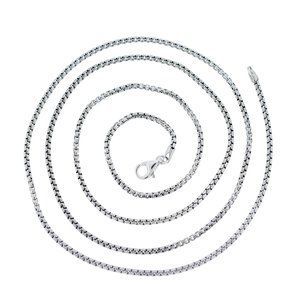 925 Sterling Silver Round Box Chain Necklace Made In Italy 1.8 mm